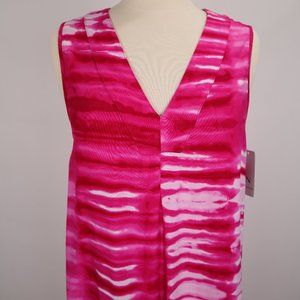 Natori NWT Pink Shibori Challis Nightgown Chemise Caftan Negligee Lingerie Dress